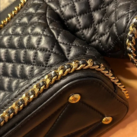 Moschino Black Quilted Mini Jacket Bag with Gold Chain Trim - Picture 11 of 14